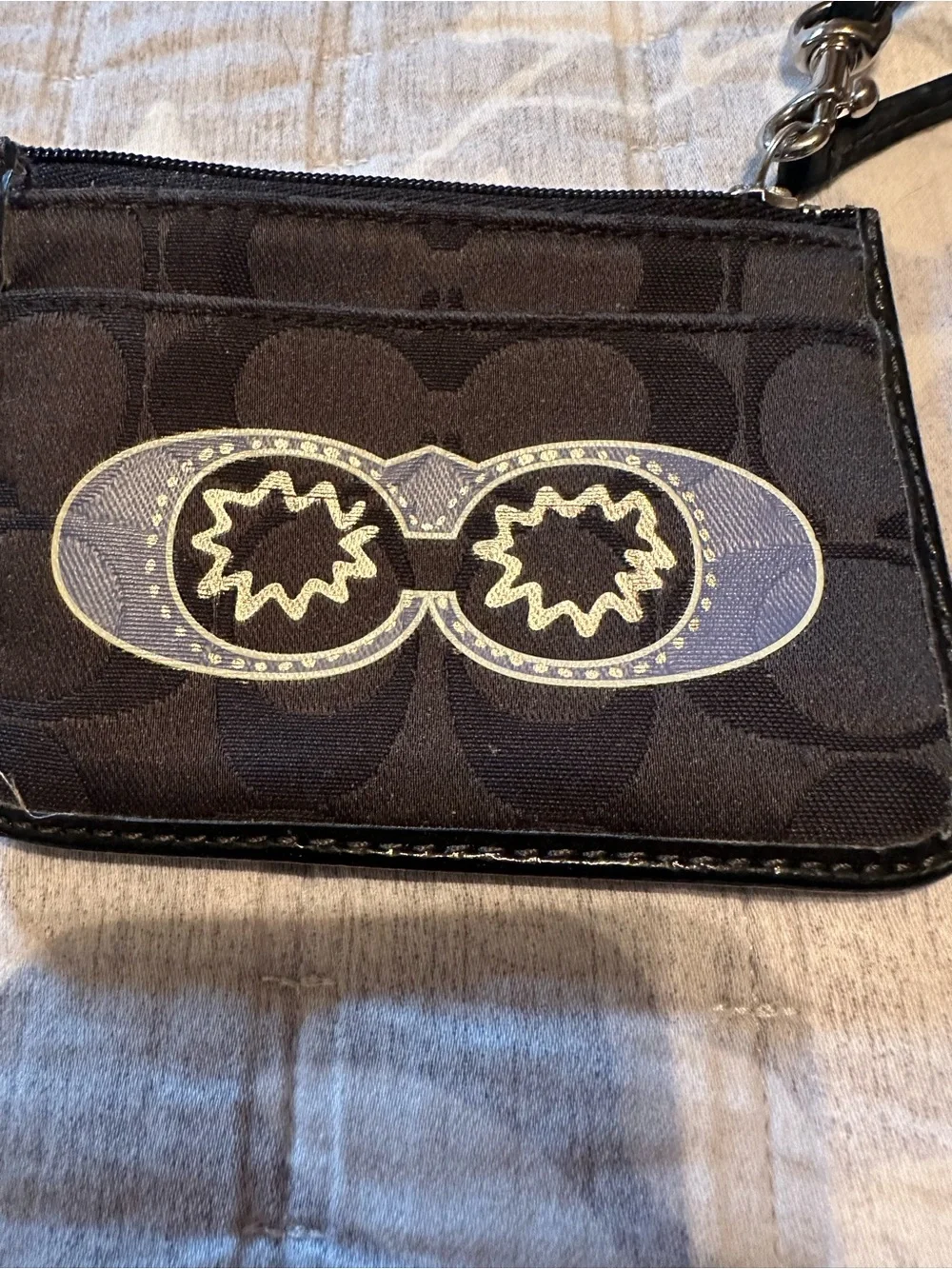 Coach Black Wristlet Card Holder with Contrast Patch wristlet